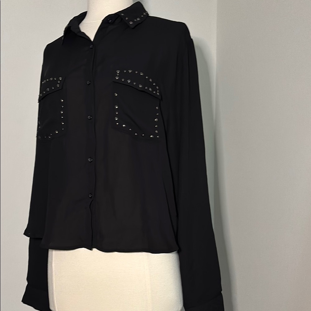 Black Studded Women's Top
